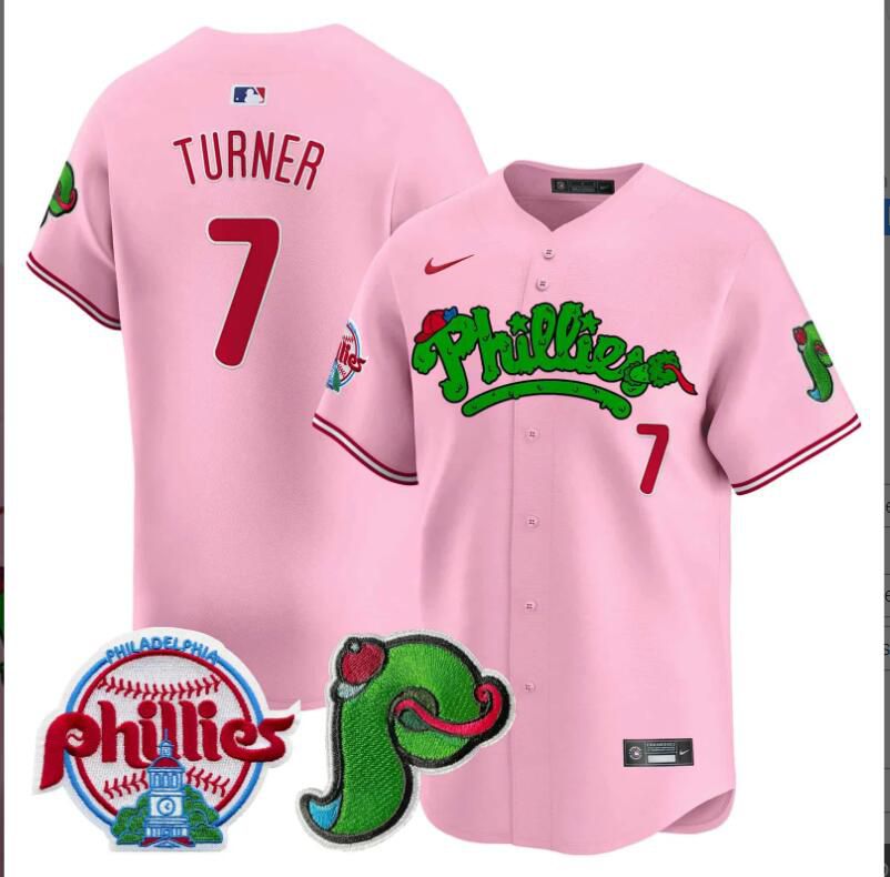 Men Philadelphia Phillies #7 Turner Pink Limited 2024 MLB Nike jersey